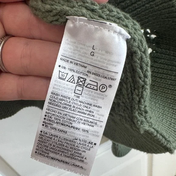 Old Navy Sage Green Open-Knit Crew Neck Sweater / W2 - Picture 3 of 4